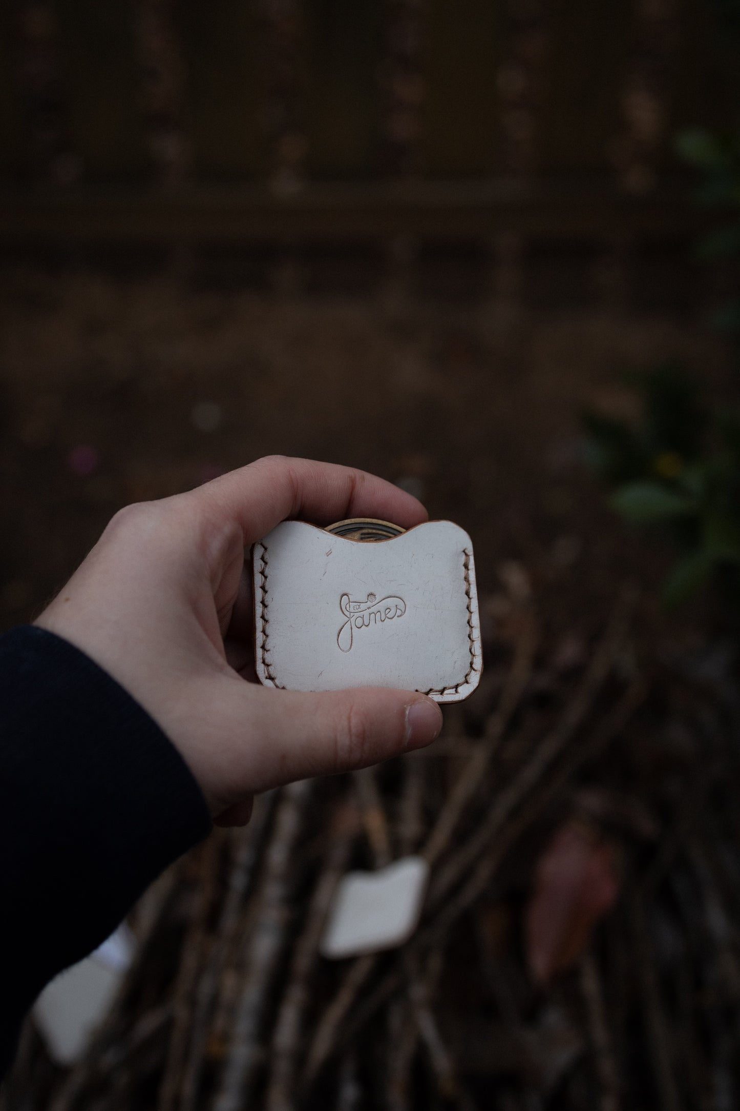 EDC Leather Coin Slip - White Wax Buttero "Burro" - Whisky