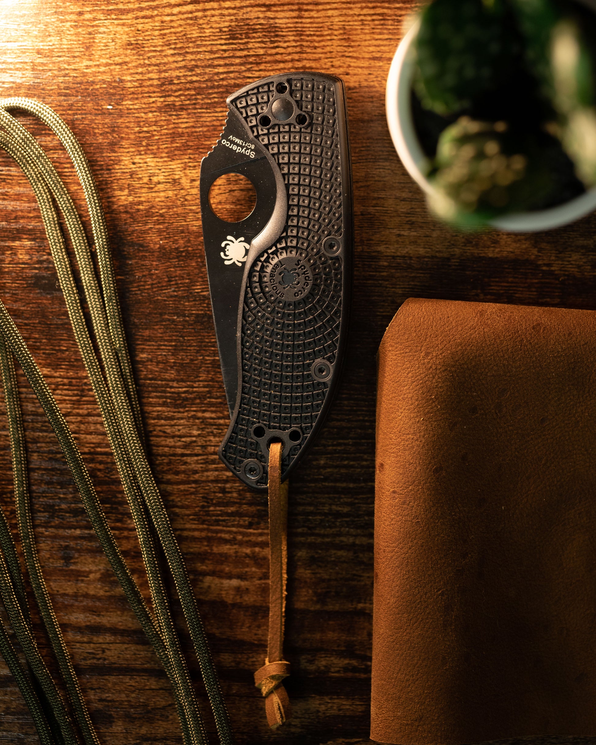 Brown Custom Leather Knife Lanyard Short Keychain Lanyard 